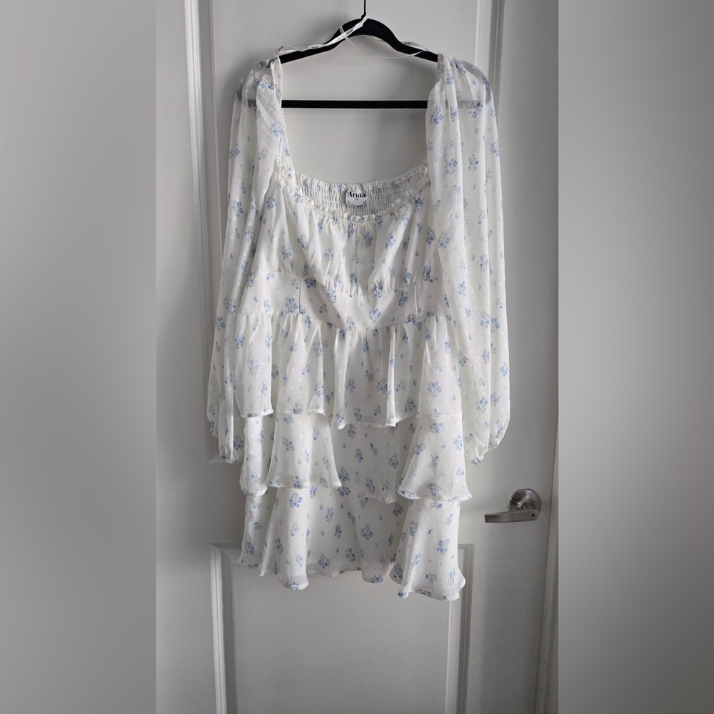 ARULA White Floral Ruffle Dress
